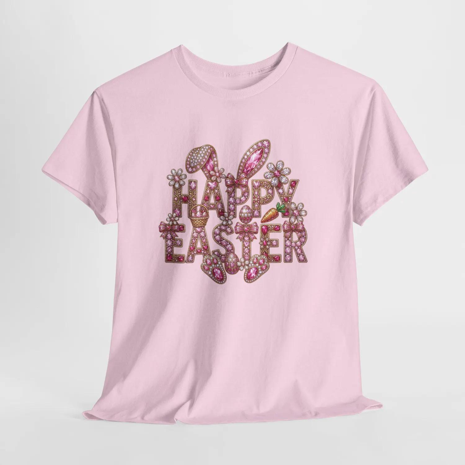 Happy Easter Bunny Ears T-Shirt Easter Floral Lettering